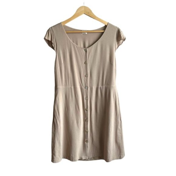 Wilfred Capulet Dress Size Large Olive Beige Buttons Danity - Picture 4 of 12